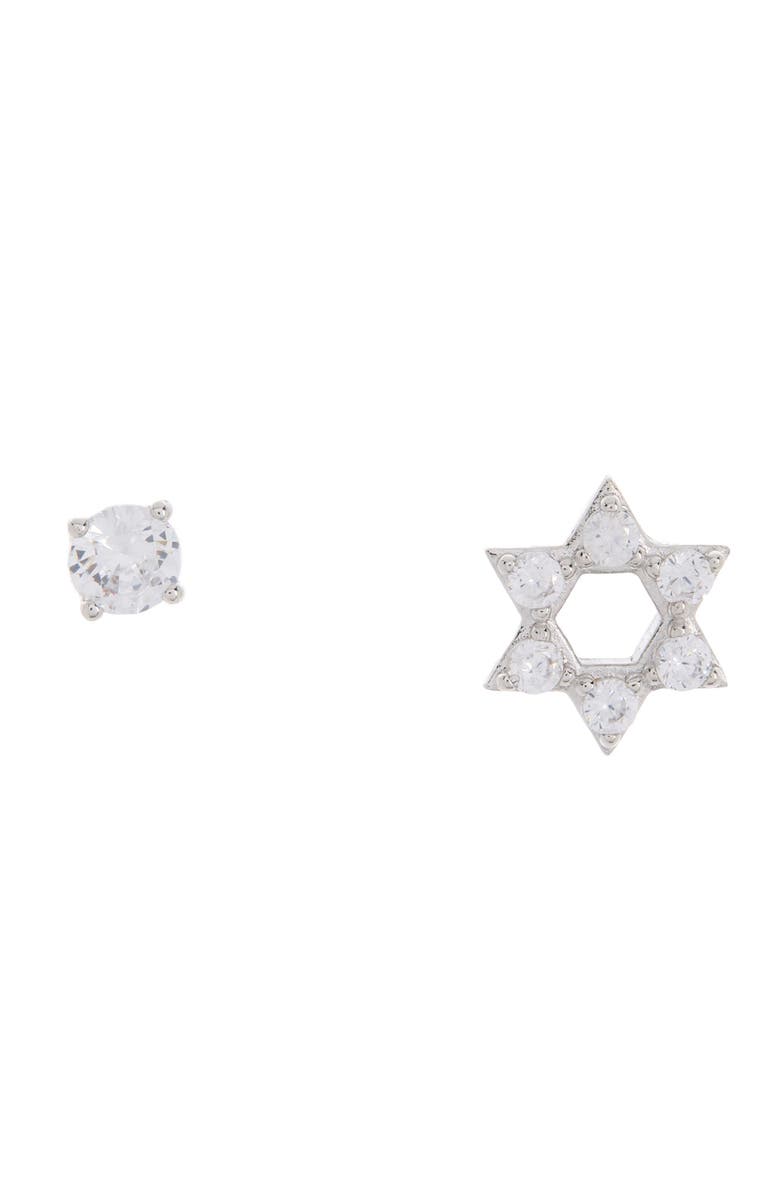 Nadri Reminisce Star of David CZ Stud Earrings, Alternate, color, Rhodium