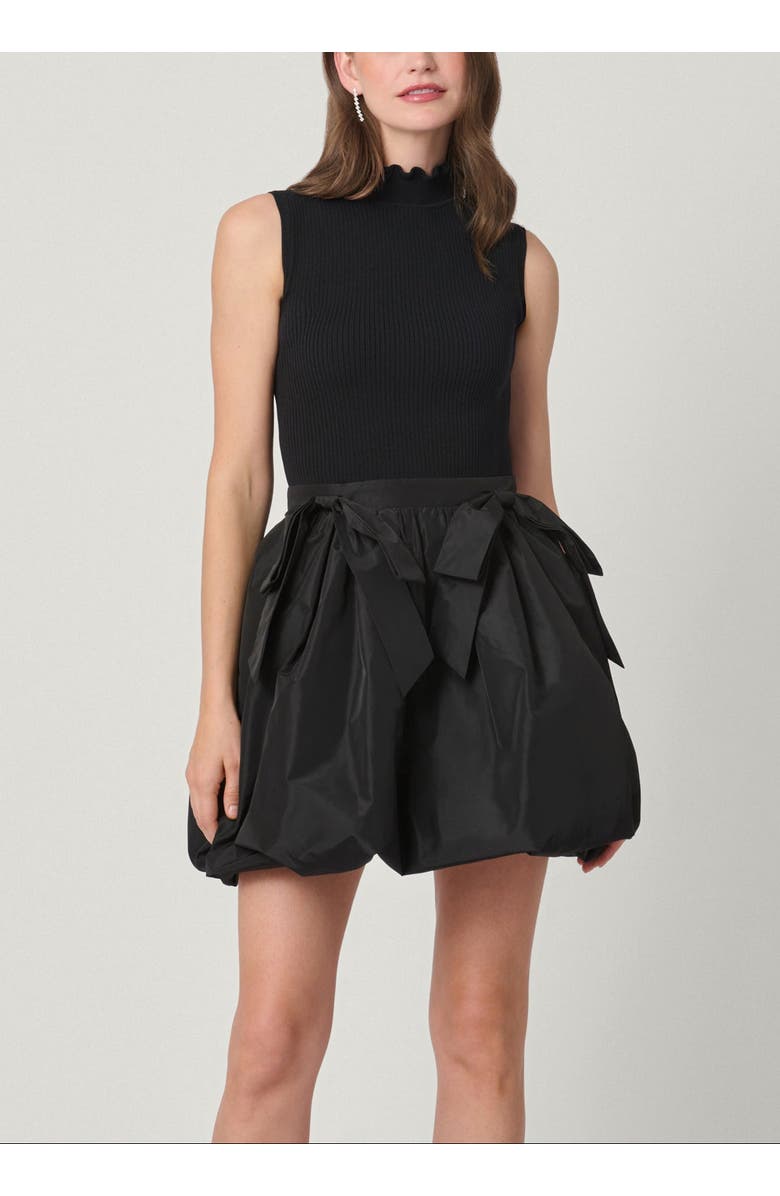 Shoshanna Midnight Brandy Taffeta Knit Combo Dress, Main, color, Jet