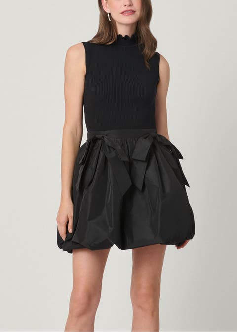 Midnight Brandy Taffeta Knit Combo Dress