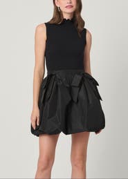 Shoshanna Midnight Brandy Taffeta Knit Combo Dress
