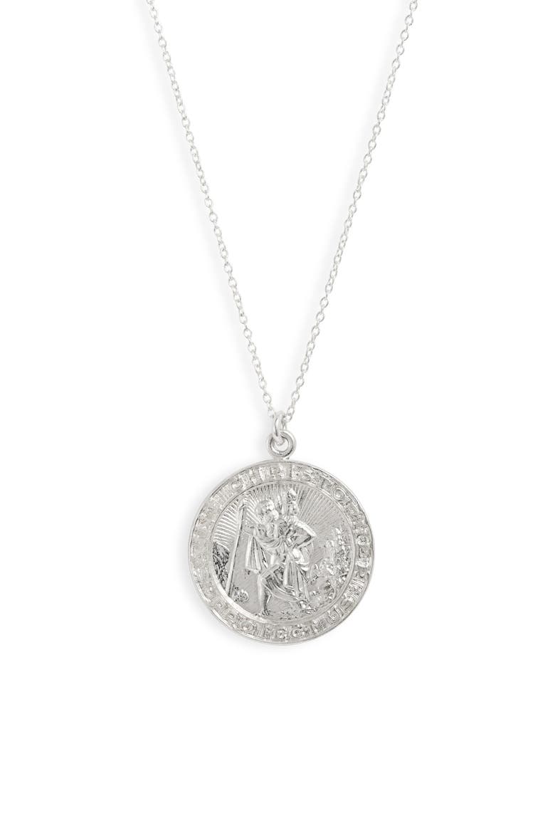 Saint Christopher Necklace, Main, color, SILVER