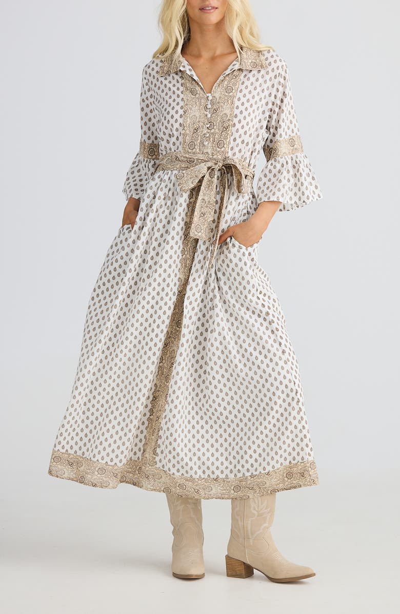 Talisman the Label Aurelia Print Tie Waist Maxi Dress, Alternate, color, Temple