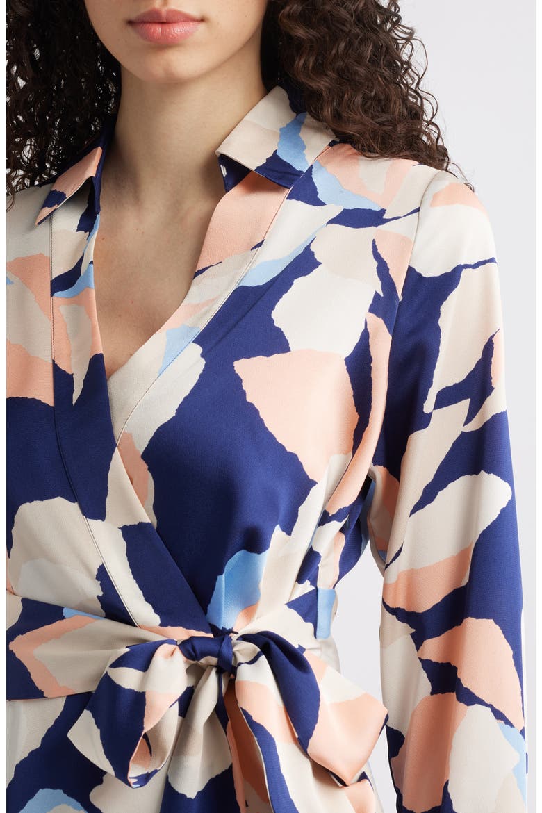 Print Tie Waist Dress, Alternate, color, NAVY MULTI