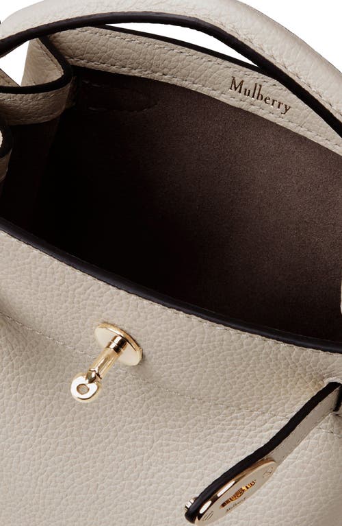 Mulberry 'islington Mini' White Bucket Bag With Turn-lock Closure And Logo In Chalk