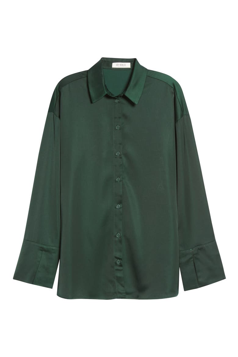 Elina Satin Shirt, Alternate, color, FOREST GREEN