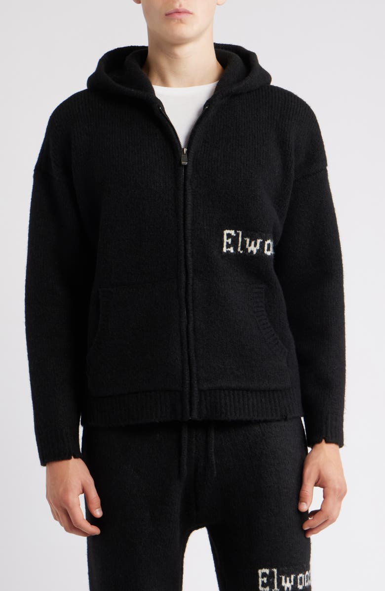 Elwood Hooded Zip Cardigan, Alternate, color, Black