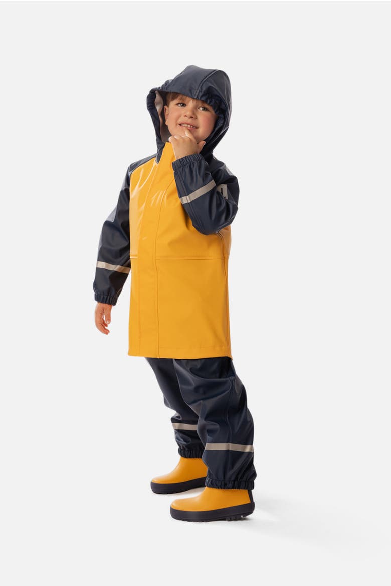 Rain Hooded Reflective Sleeve Jacket, Alternate, color, Yellow