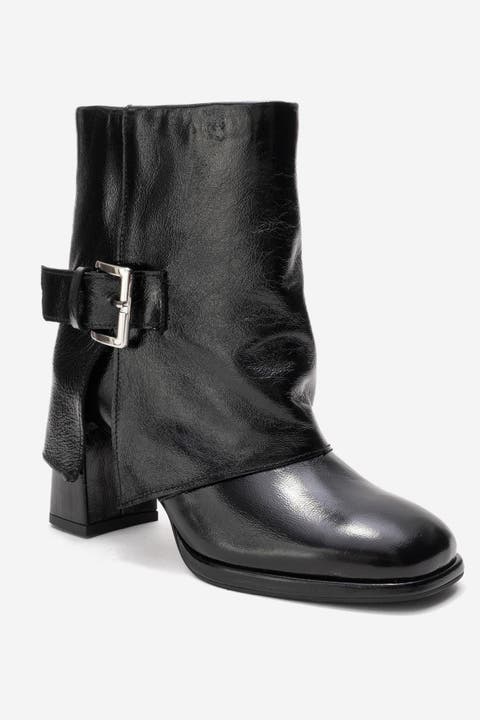 Lore Leather Block Heel Boot (Women)