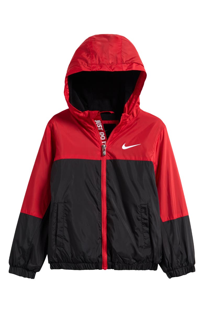 Nike Kids' Just Do It Fleece Lined Windrunner Jacket, Main, color, University Red