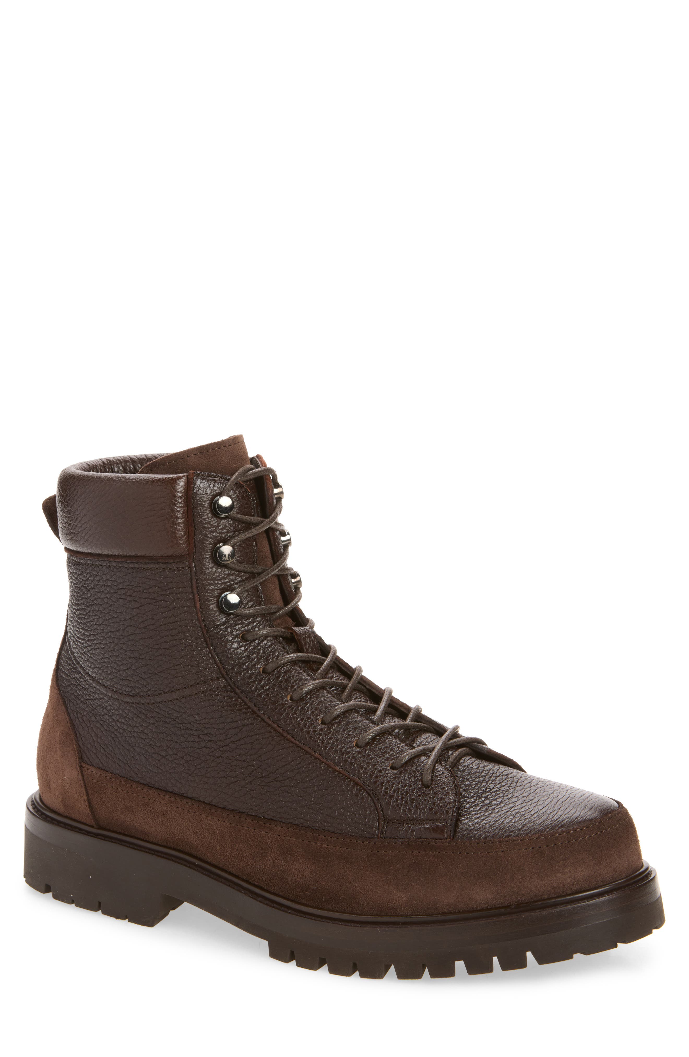 Leather Combat Boot, Main, color, COL80 DARK BROWN