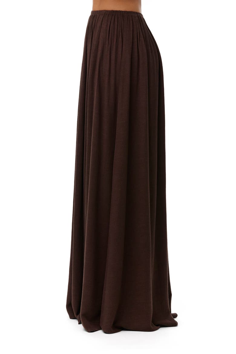 Gathered Side Slit Maxi Skirt, Alternate, color, DARK CHOCOLATE
