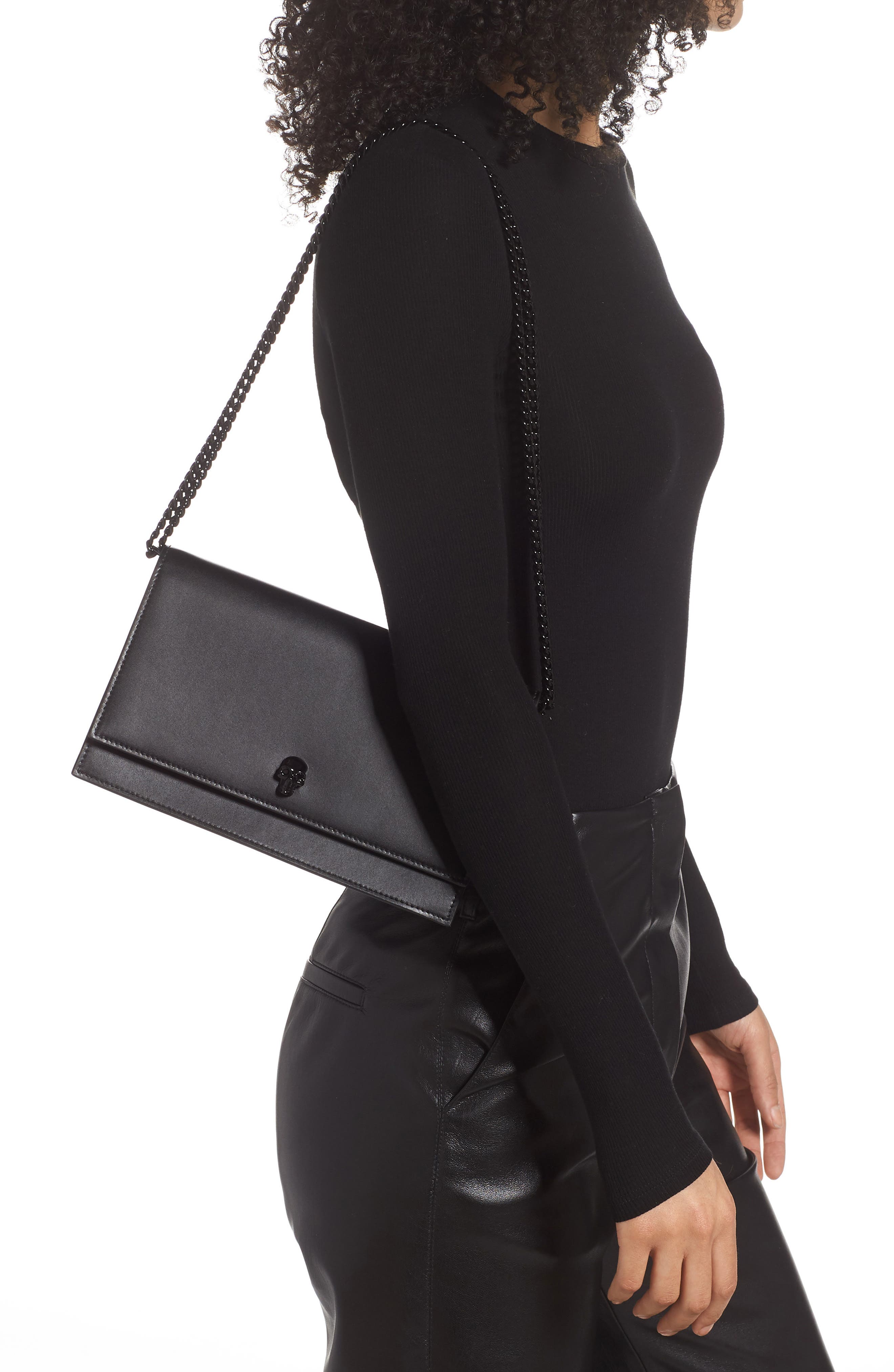 McQueen Alexander McQueen Medium Skull Leather Shoulder Bag, Alternate, color, 