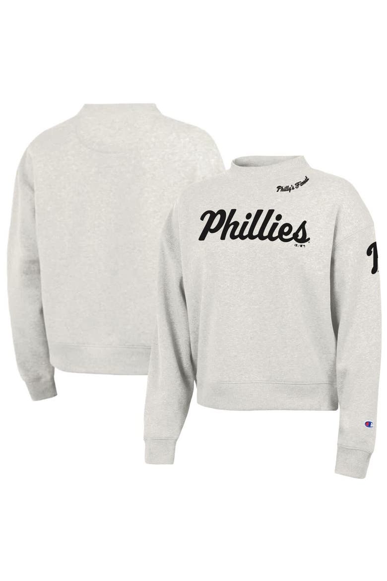 Women's Champion Stone Philadelphia Phillies Triumph Tri-Blend Sweatshirt, Main, color, Stone