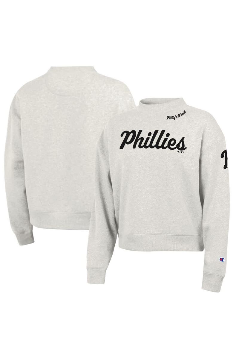 Champion Women's Champion Stone Philadelphia Phillies Triumph Tri-Blend Sweatshirt, Main, color, Stone