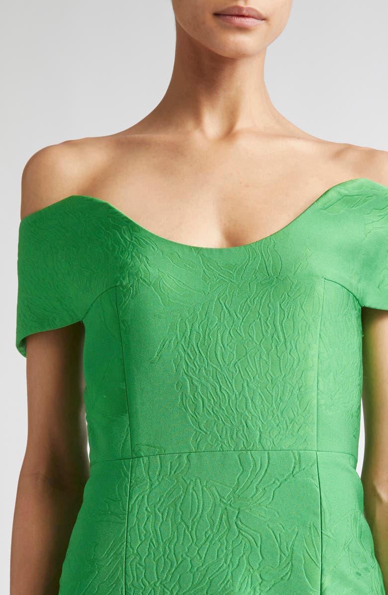 Emilia Wickstead Aislynn Strapless Floral Cloqué Gown, Alternate, color, Green