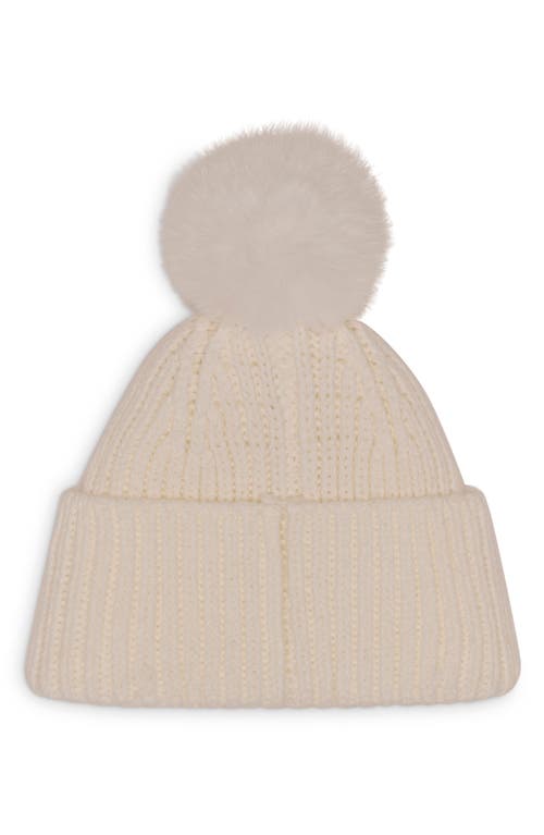 Karl Lagerfeld Paris Sassy Choupette Faux Fur Pompom Beanie In White