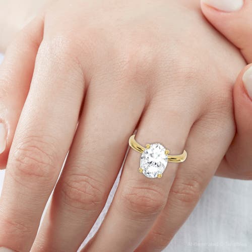 Bliss Diamond Certified 3.10ct Oval Diamond Hidden Halo Engagement Ring In Gold