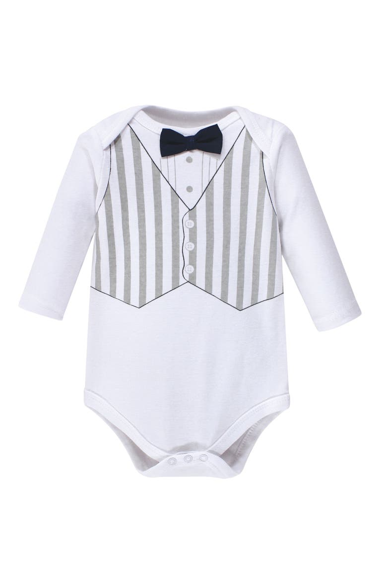 Soft Cotton Long-Sleeve Infant Bodysuit Bundle, Alternate, color, Handsome Little Man