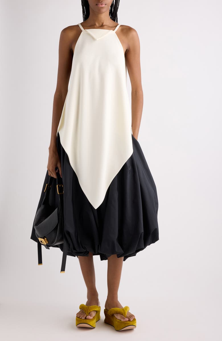 Balenciaga Wool & Silk Crepe Scarf Top, Alternate, color, 9002 Ivory