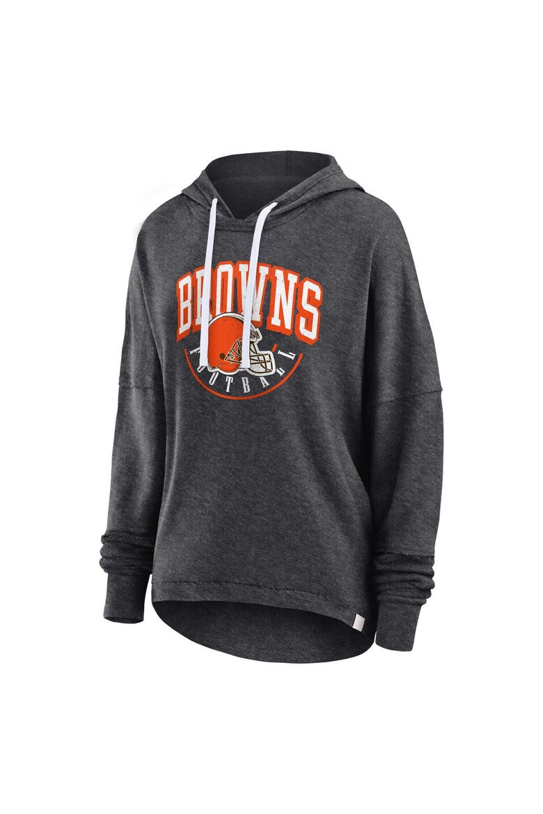 Women's Fanatics Branded Charcoal Cleveland Browns Lightewight Modest Crop Lounge Helmet Arch Pullover Hoodie, Alternate, color, Charcoal