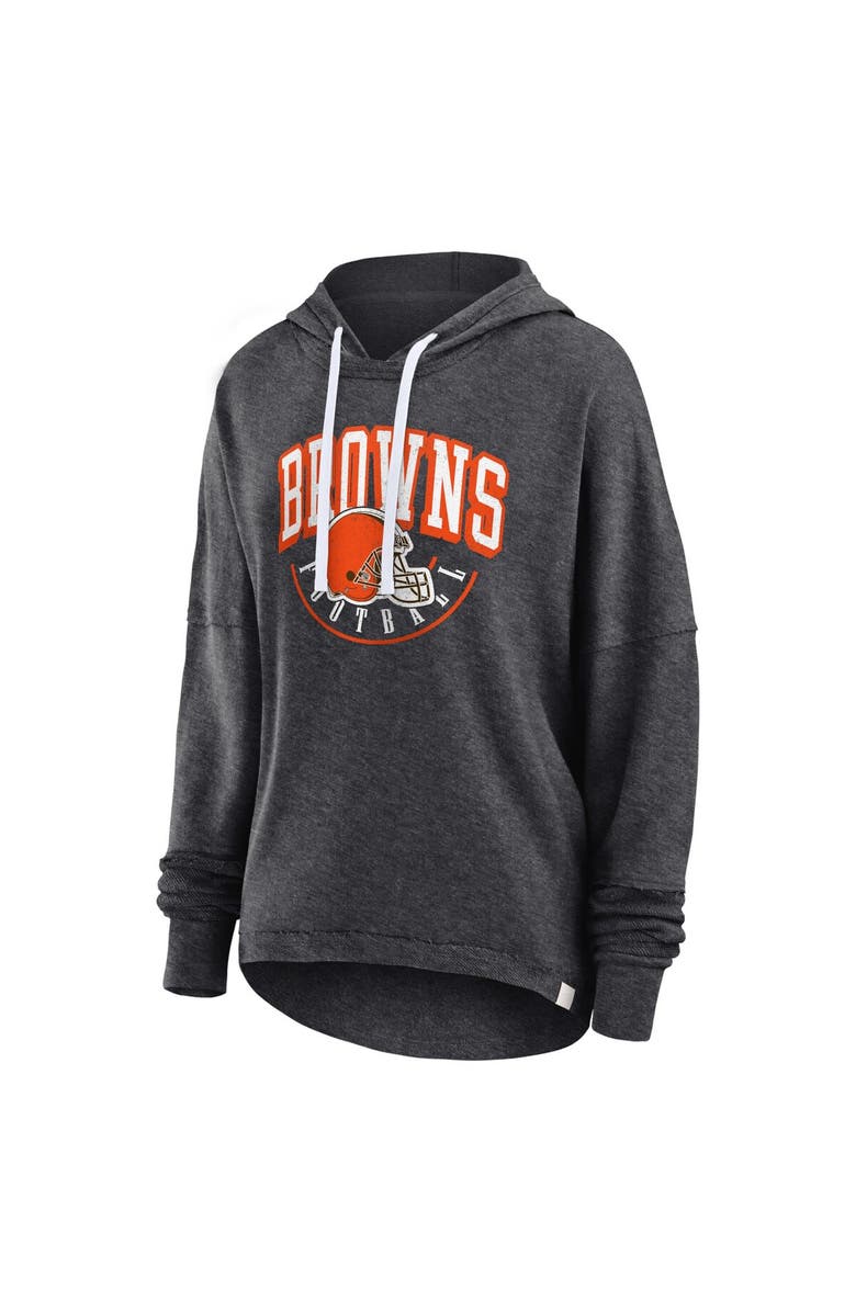 FANATICS Women's Fanatics Branded Charcoal Cleveland Browns Lightewight Modest Crop Lounge Helmet Arch Pullover Hoodie, Alternate, color, Charcoal