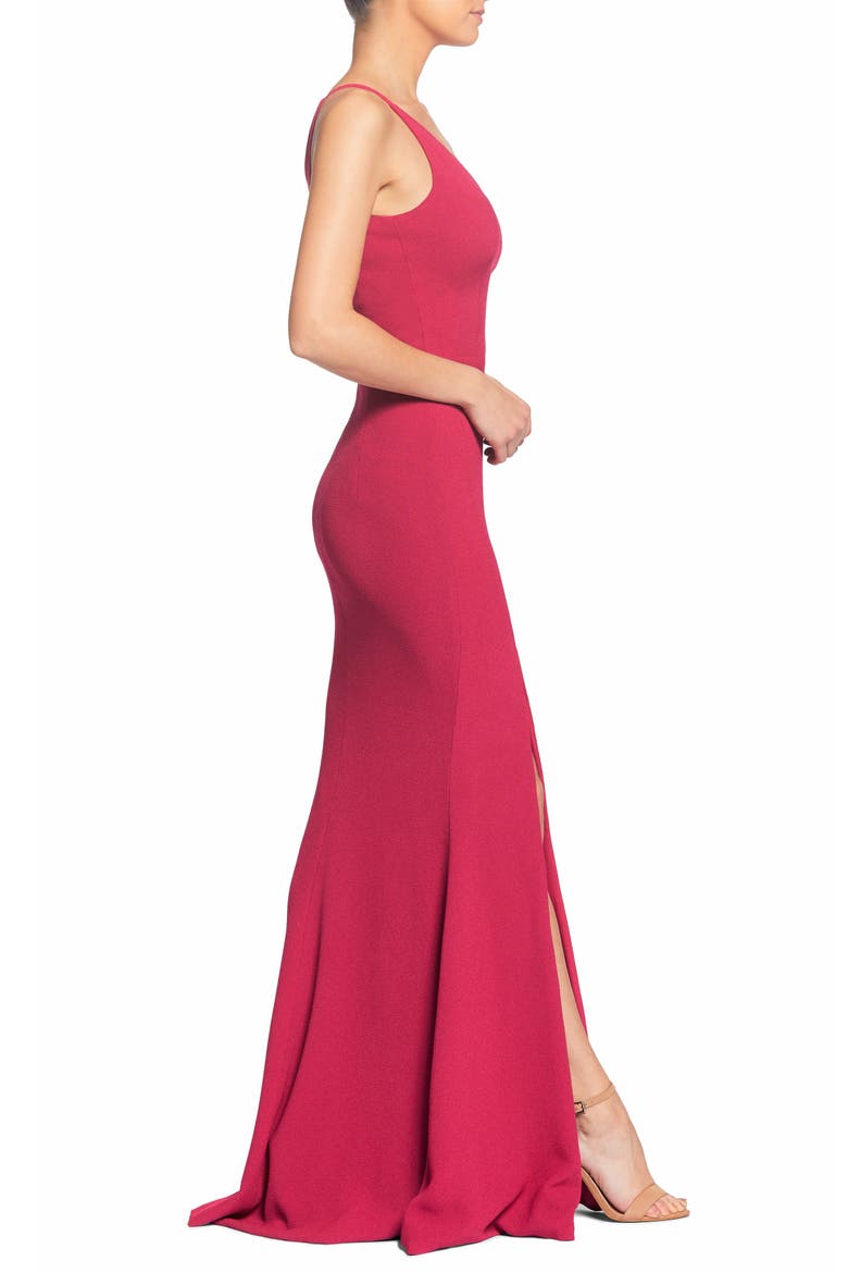 Iris Crepe Trumpet Gown, Alternate, color, RASPBERRY
