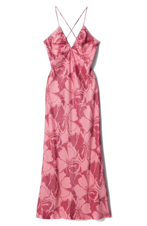 & Other Stories Print Maxi Satin Slipdress In Pink