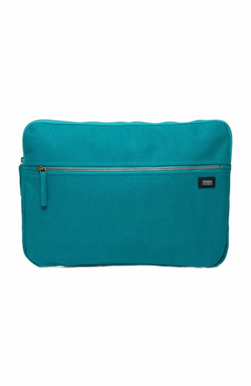 Terra Thread 15.6-Inch Organic Cotton Laptop Sleeve in Deep Sea Teal at Nordstrom