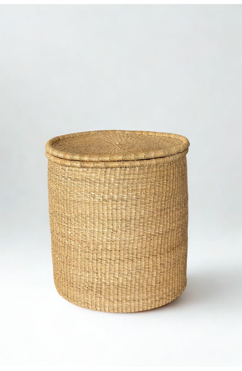 Mbare Handwoven Hamper with Lid, Main, color, Natural