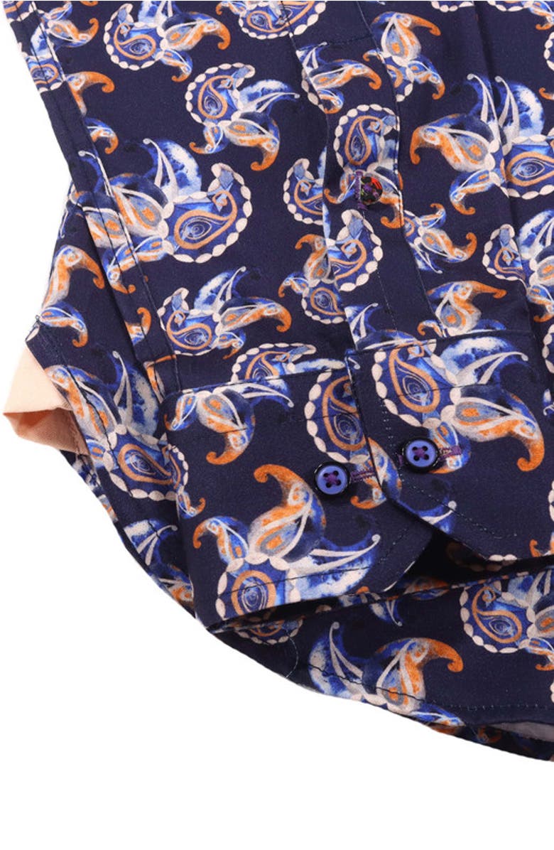 Luchiano Visconti Paisley Jacquard Shirt, Alternate, color, Navy