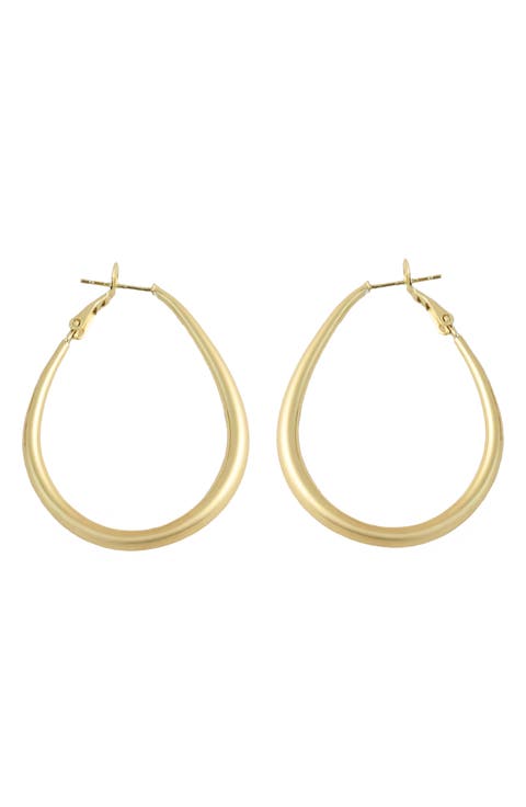 Teardrop Leverback Hoop Earrings
