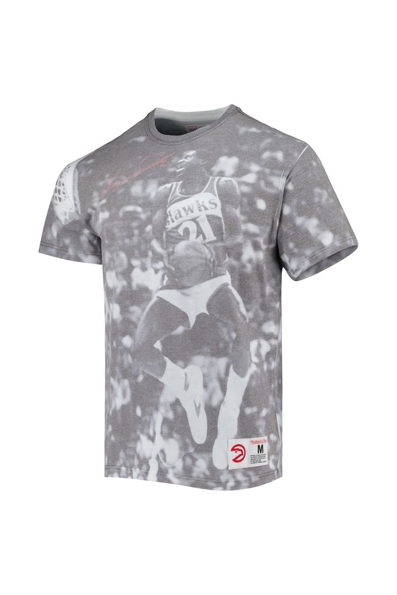 Men's Mitchell & Ness Dominique Wilkins Heather Gray Atlanta Hawks Above The Rim T-Shirt, Alternate, color, Gray