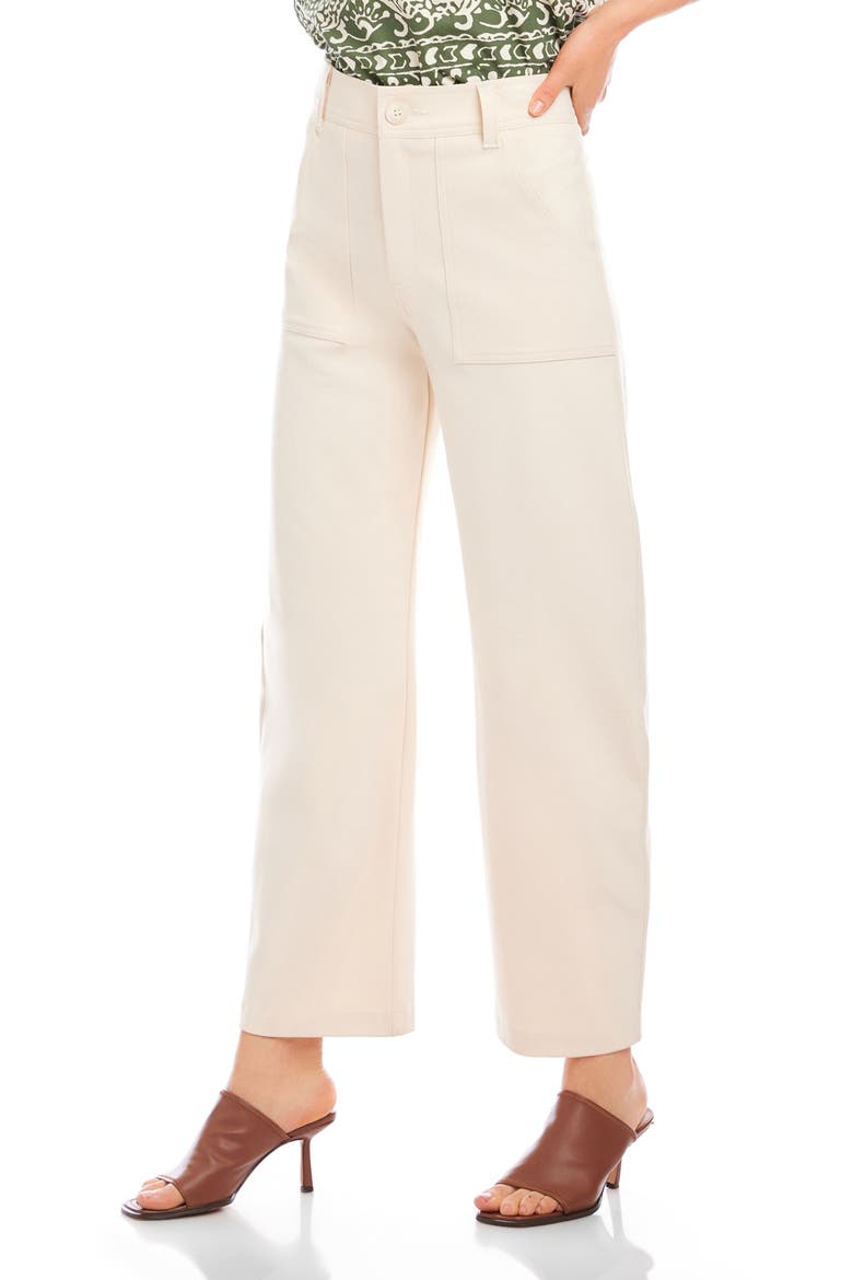 Stevie High Waist Ankle Barrel Leg Pants, Alternate, color, CREAM