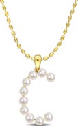 DELMAR 3.5-4mm Freshwater Cultured Pearl Initial Pendant Necklace