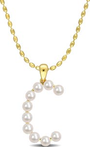 DELMAR 3.5-4mm Freshwater Cultured Pearl Initial Pendant Necklace