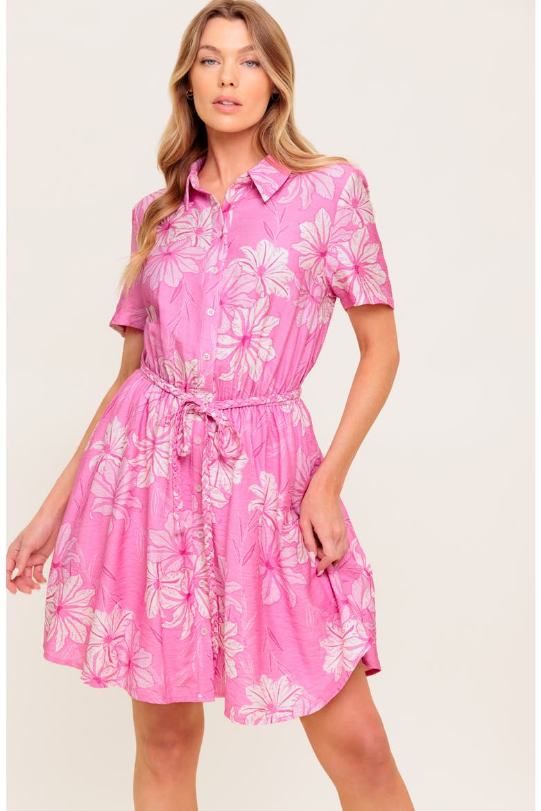 Print Mini Shirtdress, Alternate, color, PINK
