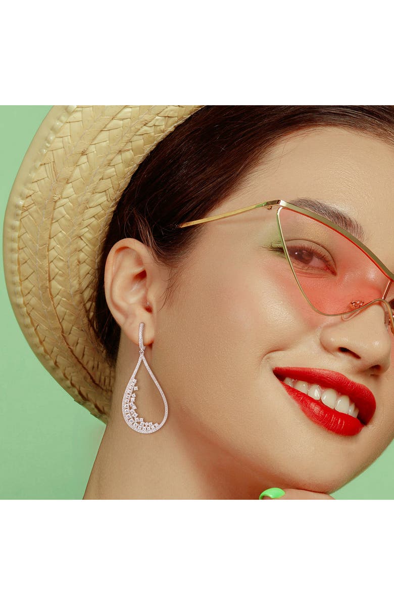 DELMAR Dew Lab Grown Moissanite Drop Earrings, Alternate, color, Silver