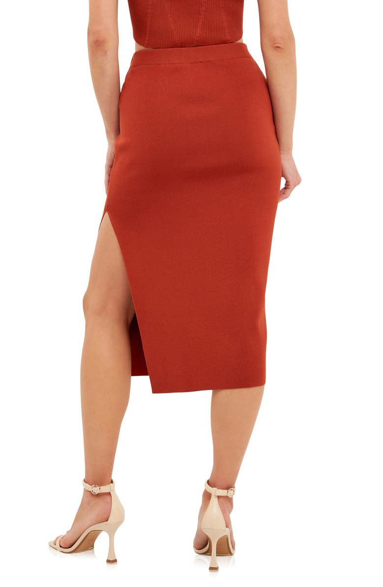 Endless Rose Side Slit Midi Skirt, Alternate, color, Burnt Orange