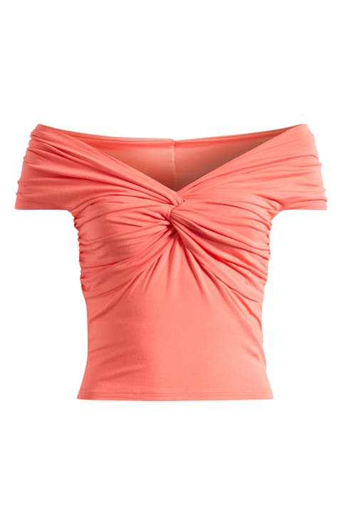 Off the Shoulder Twist Jersey Crop Top