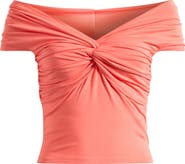 Good American Off the Shoulder Twist Jersey Crop Top