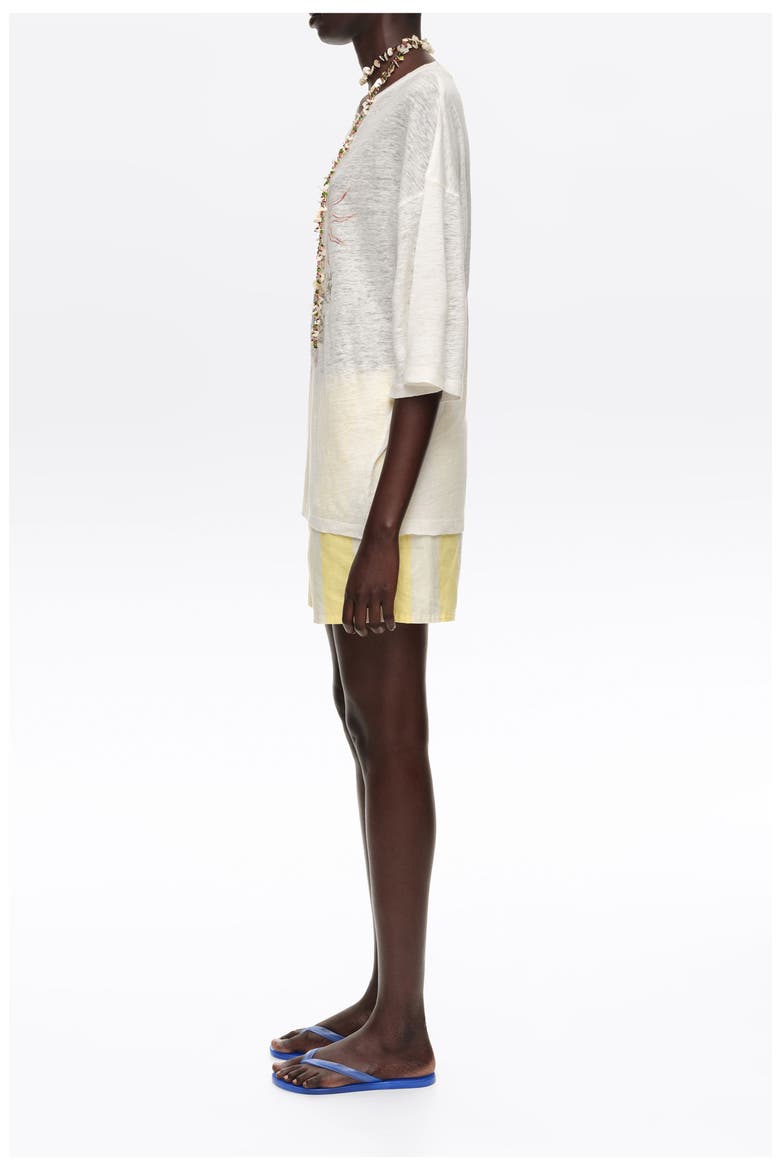 Striped Linen Blend Fitted Shorts, Alternate, color, STRIPES LIMELIGHT