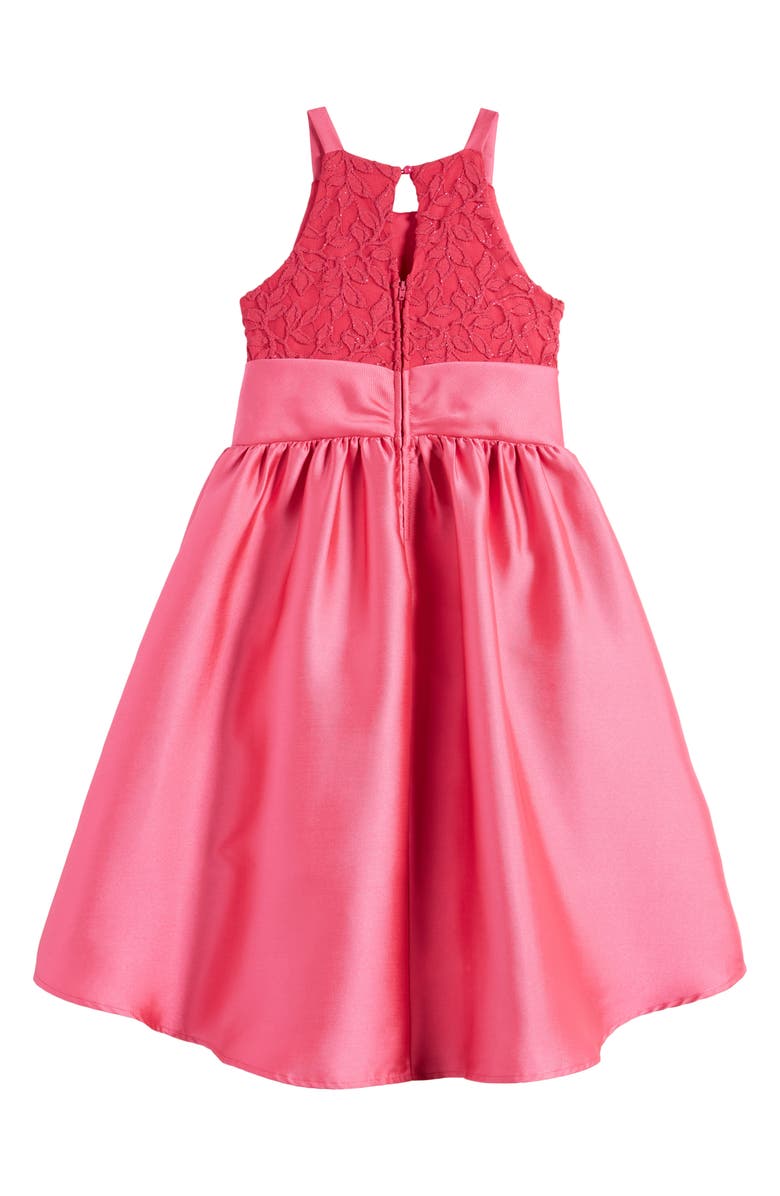 LOVE, NICKIE LEW Kids' Metallic Embroidered Mikado Party Dress, Alternate, color, Magenta