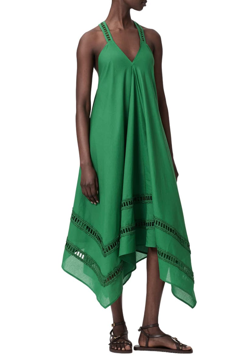 AllSaints Lil Handkerchief Hem Cotton Dress, Alternate, color, Apple Green