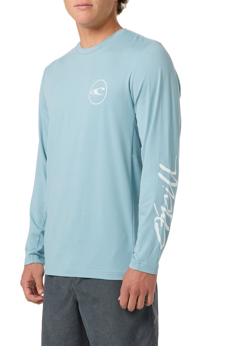 Logo UPF Long Sleeve Performance Graphic T-Shirt, Alternate, color, STONE BLUE