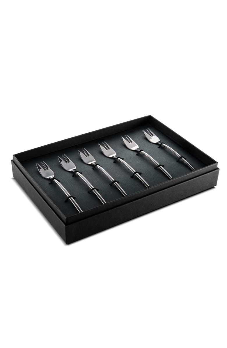 Mepra Due Cake Forks Gift Box Set - 6 Pieces, Main, color, Black Gold