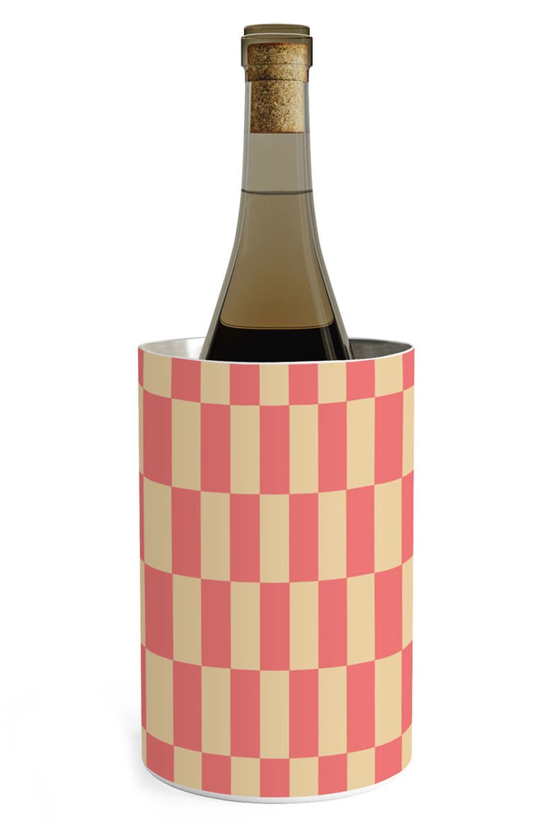 Retro Co. Check Pattern Stainless Steel Wine Chiller, Main, color, ORANGE