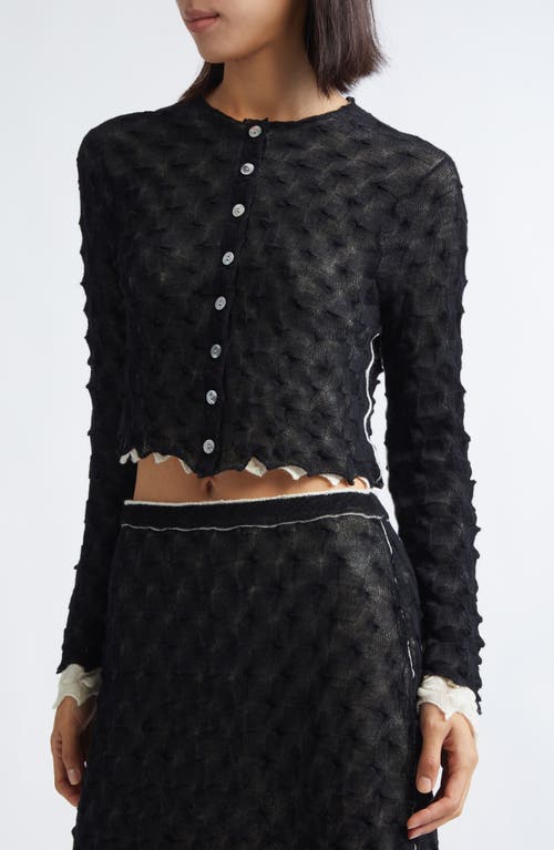 Yanyan Borlor Double Layer Wool Shrunken Cardigan In Black