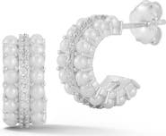 GLAZE JEWELRY Cubic Zirconia & Cultured Pearl Huggie Hoop Earrings