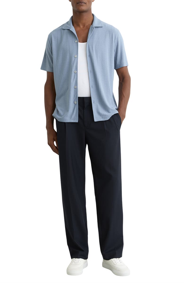 Reiss Frederick Textured Stripe Camp Shirt, Alternate, color, Soft Blue