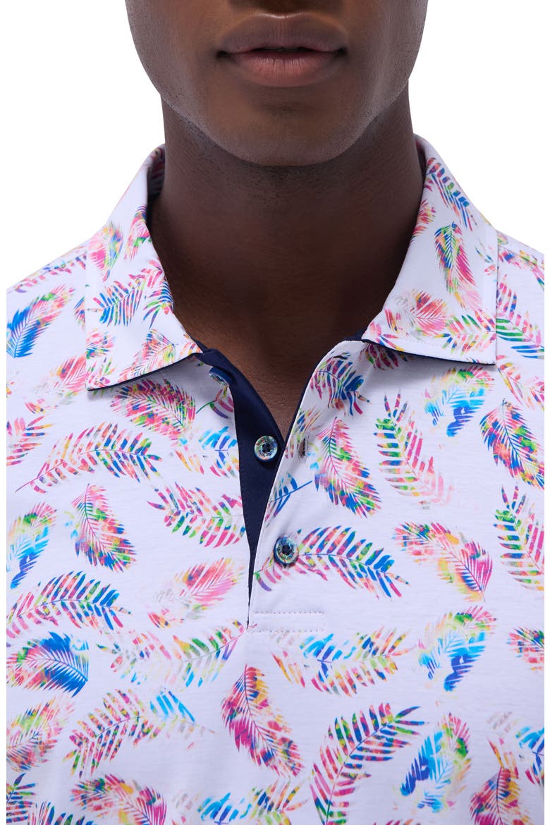 Hendrix Digital Leaf Print Pima Cotton Polo, Alternate, color, WHITE